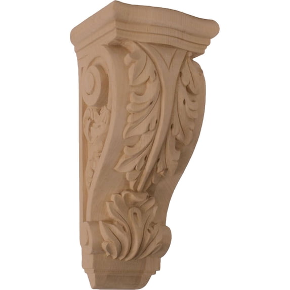 Ekena Millwork 5 1/4"W x 4 3/4"D x 12"H Medium Farmingdale Acanthus Corbel, Rubberwood