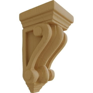 Ekena Millwork 5 1/4"W x 5 1/4"D x 9 1/2"H Devon Traditional Wood Corbel, Alder