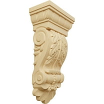 Ekena Millwork 5 1/8"W x 2 3/4"D x 9 3/4"H Thin Flowing Acanthus Corbel, Alder