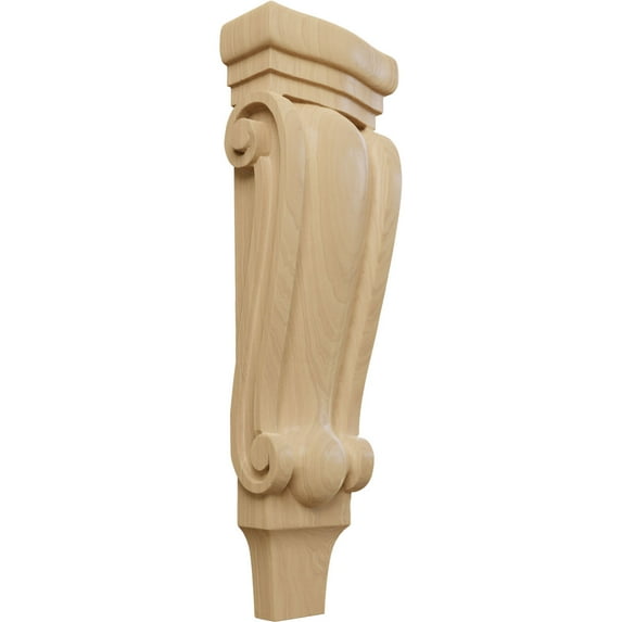 Ekena Millwork 5 1/8"W x 2 3/8"D x 15 1/2"H Medium Traditional Pilaster Wood Corbel, Cherry