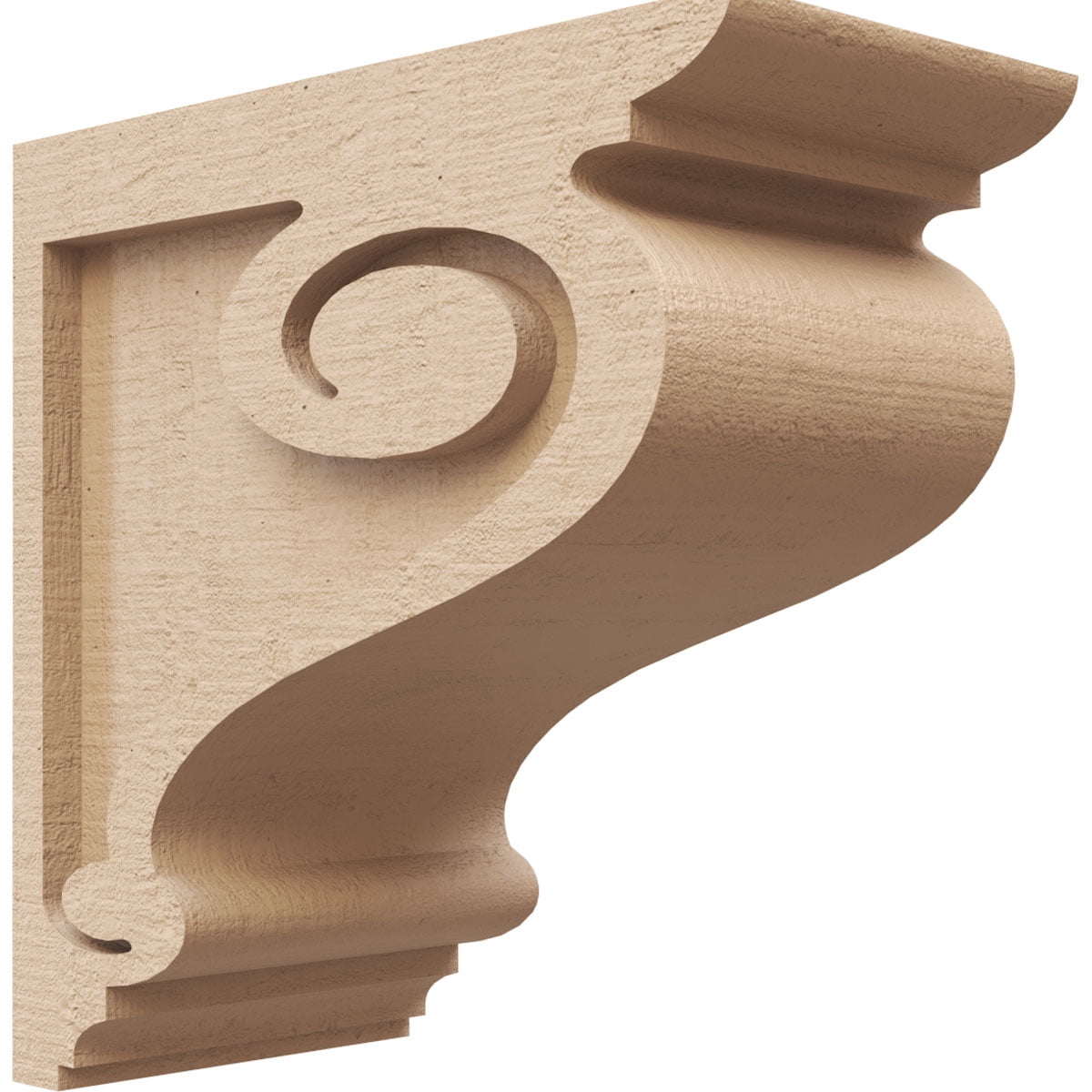 5"W x 10"D x 10"H Classic Scroll Rough Cedar Woodgrain TimberThane Corbel, Primed Tan