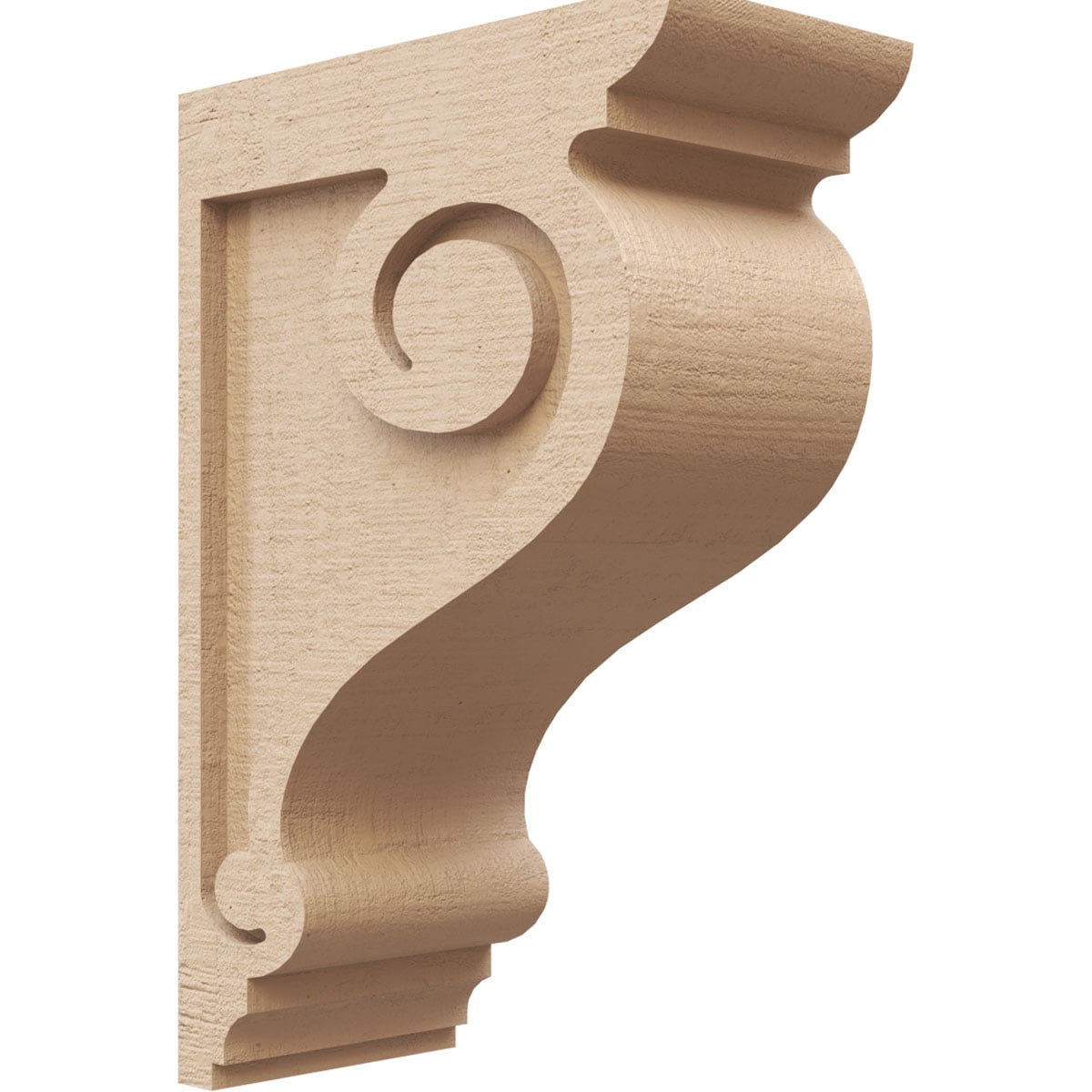 5"W x 10"D x 15"H Classic Scroll Rough Cedar Woodgrain TimberThane Corbel, Primed Tan