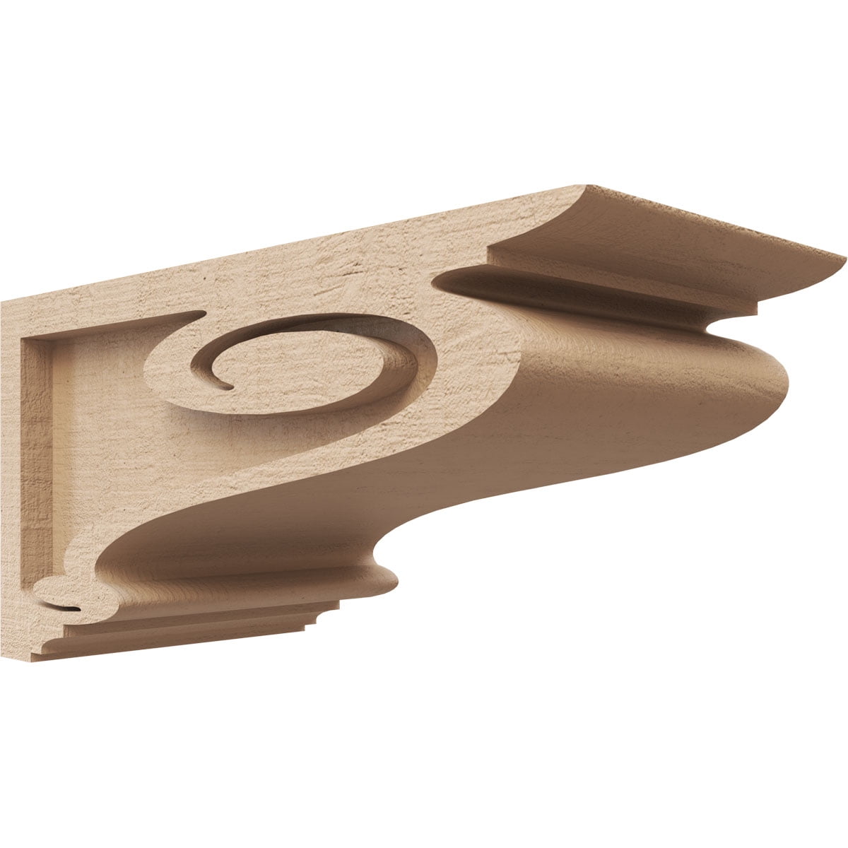 5"W x 10"D x 5"H Wide Scroll Rough Cedar Woodgrain TimberThane Corbel, Primed Tan