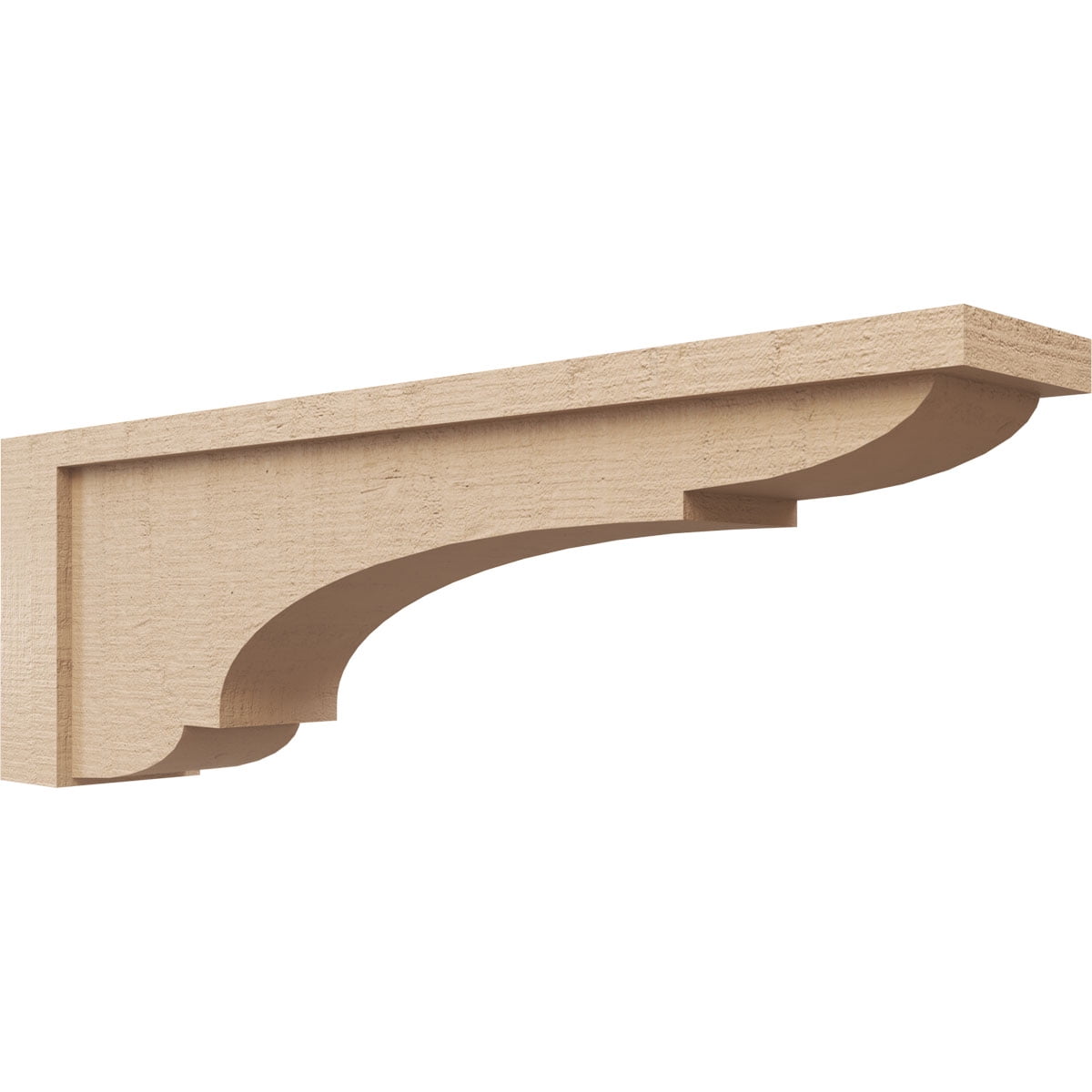 5"W x 30"D x 10"H Thin Bryant Rough Cedar Woodgrain TimberThane Corbel, Primed Tan