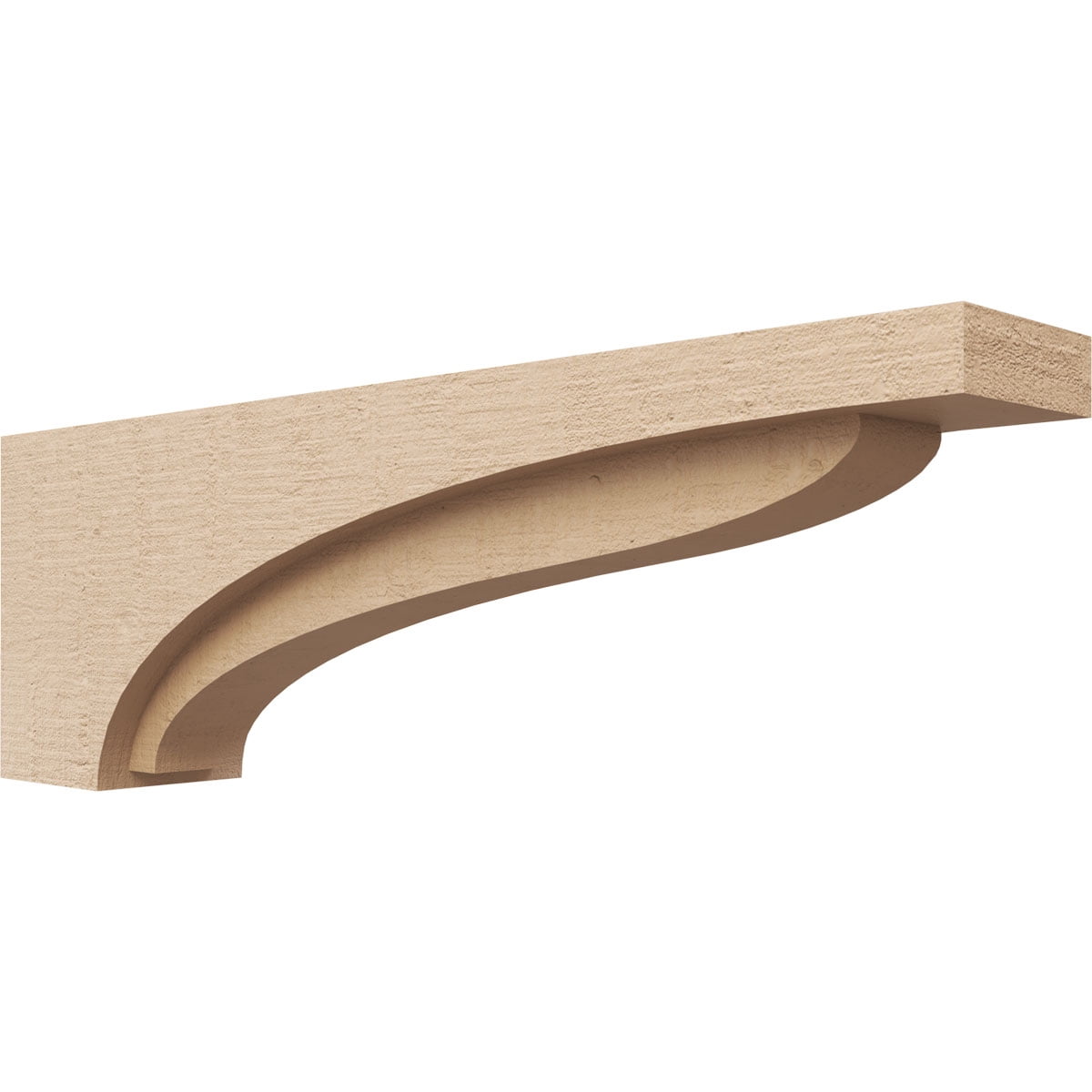 5"W x 30"D x 10"H Thin Helena Rough Cedar Woodgrain TimberThane Corbel, Primed Tan