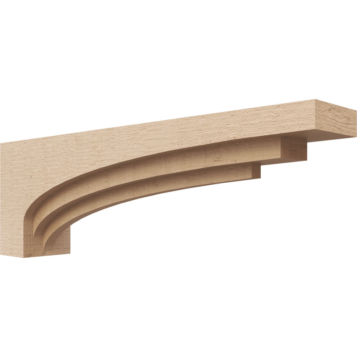 5"W x 30"D x 10"H Thin Rockford Rough Cedar Woodgrain TimberThane Corbel, Primed Tan