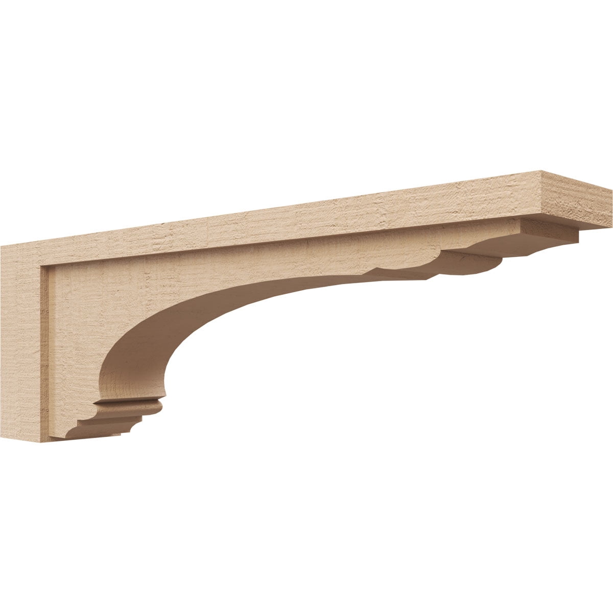 5"W x 30"D x 10"H Thin Warren Rough Cedar Woodgrain TimberThane Corbel, Primed Tan