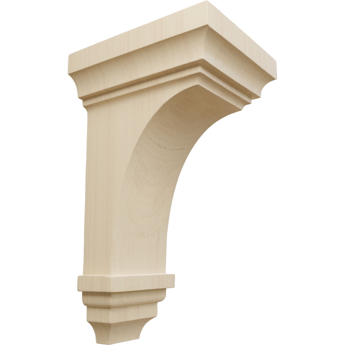 Medium Rubberwood Traditional Corbel, 5"W x 5.75"D x 10"H