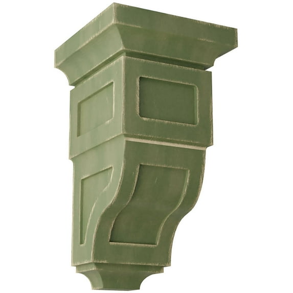 Ekena Millwork 5"W x 5 3/4"D x 10"H Medium Reyes Wood Vintage Decor Corbel, Restoration Green