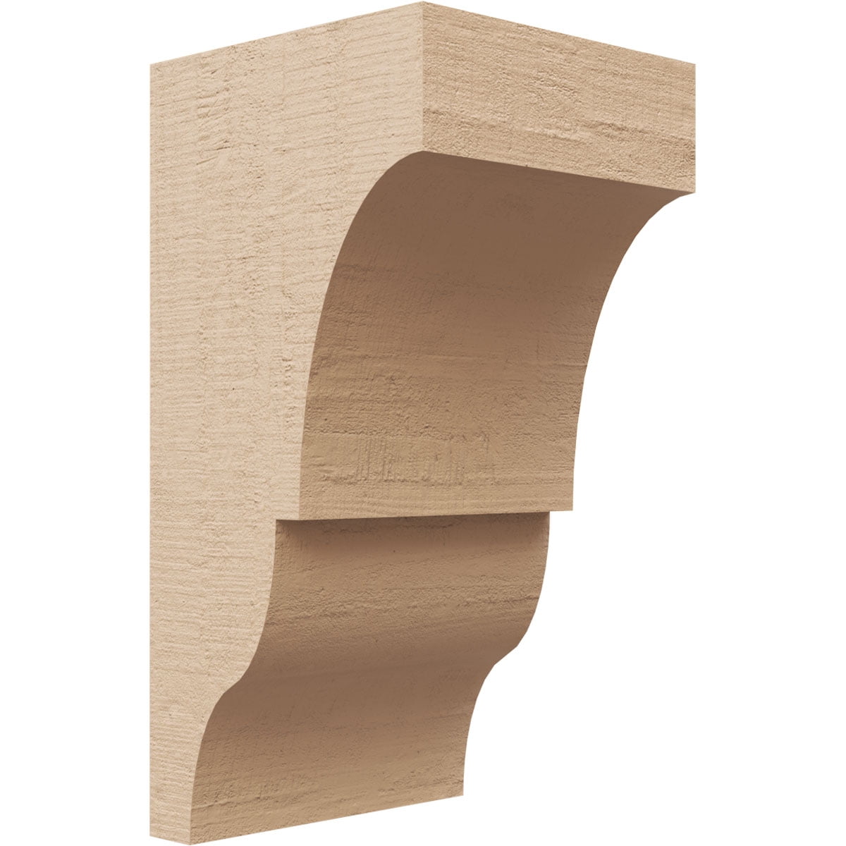 5"W x 5"D x 10"H Wide Asheboro Rough Cedar Woodgrain TimberThane Corbel, Primed Tan