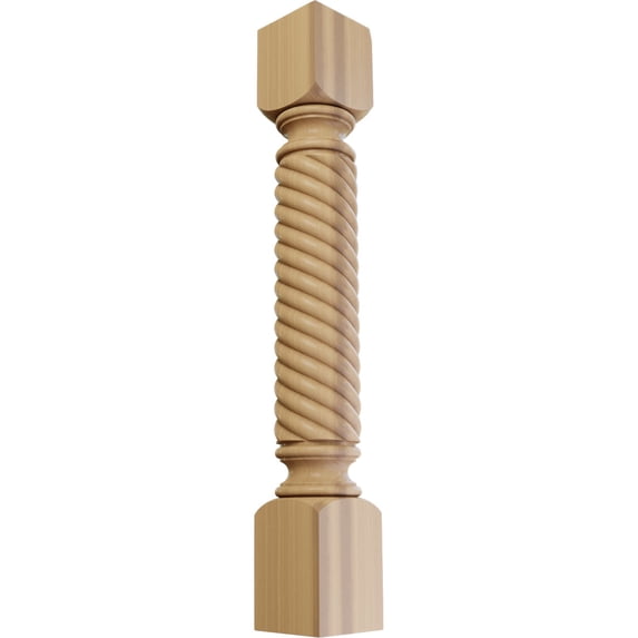 Ekena Millwork 5"W x 5"D x 35 1/2"H Hamilton Rope Cabinet Column (Top Block: 6", Bottom Block: 7"), Cherry