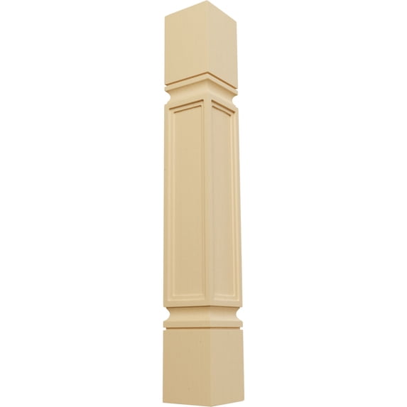 Ekena Millwork 5"W x 5"D x 35 1/2"H Kent Raised Panel Cabinet Column (Top Block: 6", Bottom Block: 7"), Alder