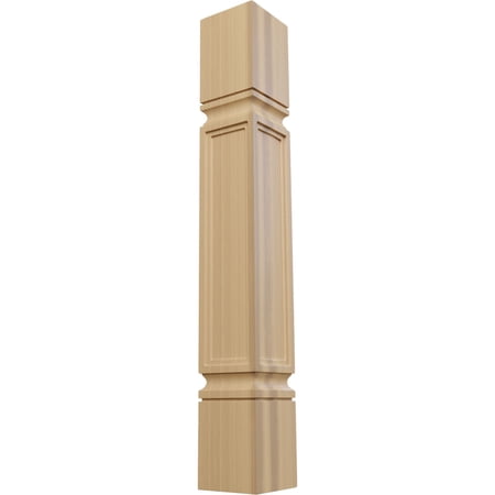 Ekena Millwork 5"W x 5"D x 35 1/2"H Kent Raised Panel Cabinet Column (Top Block: 6", Bottom Block: 7"), Cherry