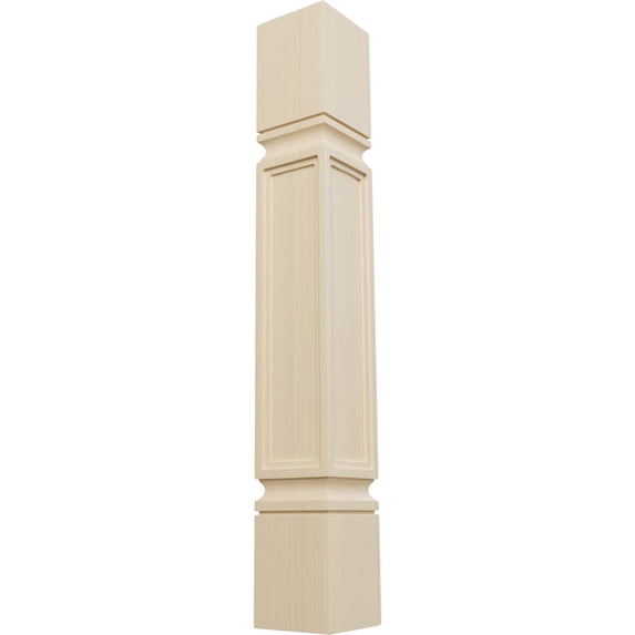Ekena Millwork 5"W x 5"D x 35 1/2"H Kent Raised Panel Cabinet Column (Top Block: 6", Bottom Block: 7"), Rubberwood