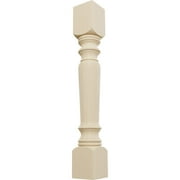 Ekena Millwork 5"W x 5"D x 35 1/2"H Legacy Tapered Cabinet Column (Top Block: 6", Bottom Block: 7"), Rubberwood