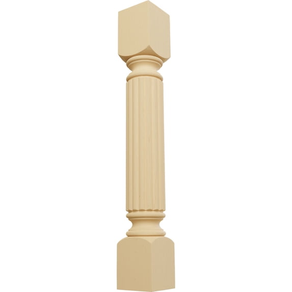 Ekena Millwork 5"W x 5"D x 35 1/2"H Raymond Reeded Cabinet Column (Top Block: 6", Bottom Block: 7"), Alder