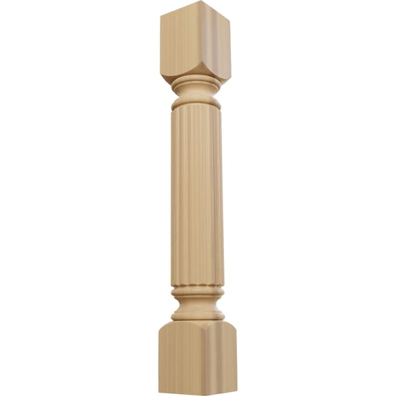 Ekena Millwork 5"W x 5"D x 35 1/2"H Raymond Reeded Cabinet Column (Top Block: 6", Bottom Block: 7"), Cherry