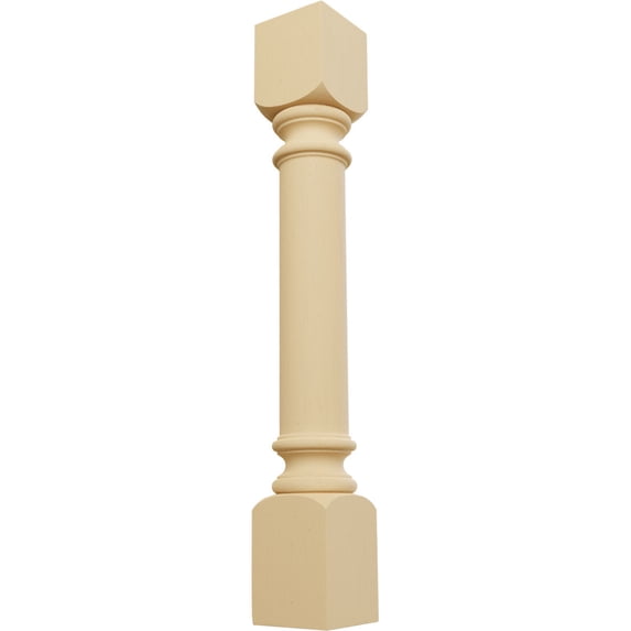 Ekena Millwork 5"W x 5"D x 35 1/2"H Traditional Cabinet Column (Top Block: 6", Bottom Block: 7"), Alder