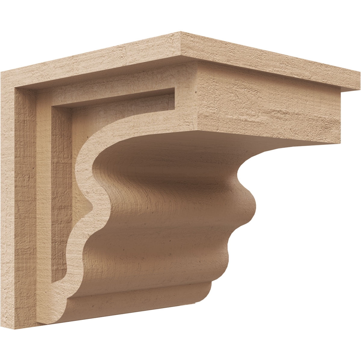 5"W x 5"D x 5"H Wide Highland Rough Cedar Woodgrain TimberThane Corbel, Primed Tan