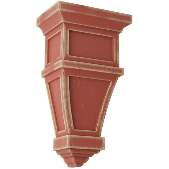 Ekena Millwork 5"W x 5"D x 9"H Arts and Crafts Wood Vintage Decor Corbel, Salvage Red