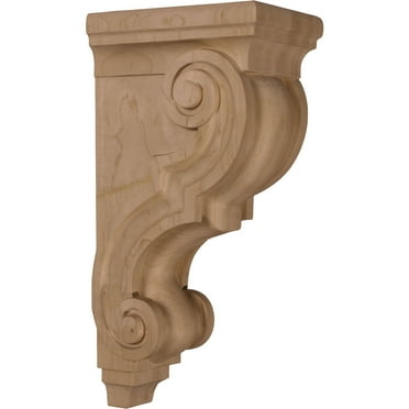 Ekena Millwork 5"W x 6 3/4"D x 14"H Large Traditional Wood Corbel, Alder
