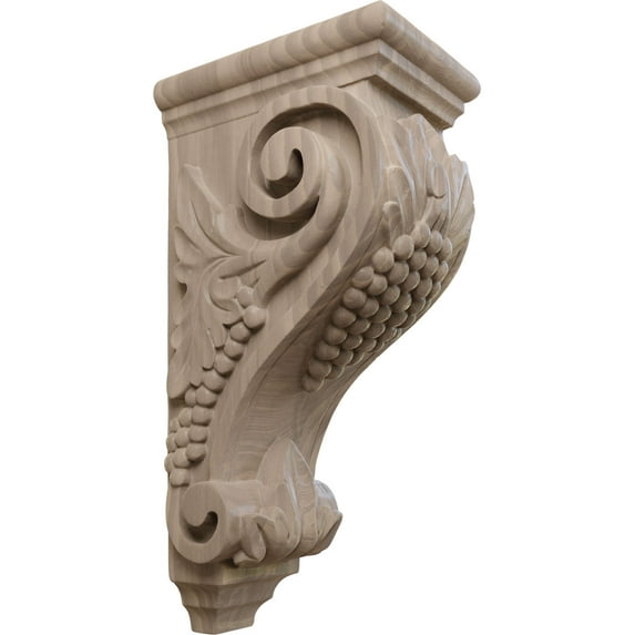 Ekena Millwork 5"W x 7"D x 14"H Large Grape Corbel, Walnut