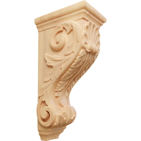 Ekena Millwork 5"W x 7"D x 14"H Large Shell Corbel, Red Oak