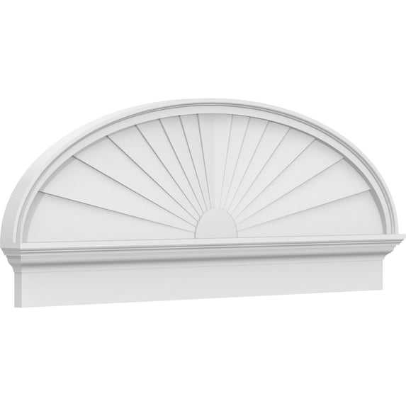 Ekena Millwork 52"W x 19-7/8"H x 2-3/4"P Elliptical Sunburst Architectural Grade PVC Combination Pediment