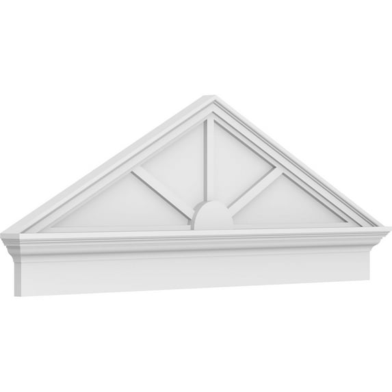 Ekena Millwork 52"W x 19-7/8"H x 2-3/4"P (Pitch 6/12) Peaked Cap 3 Spoke Architectural Grade PVC Combination Pediment