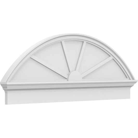Ekena Millwork 52"W x 19-7/8"H x 2-3/4"P Segment Arch 4 Spoke Architectural Grade PVC Combination Pediment