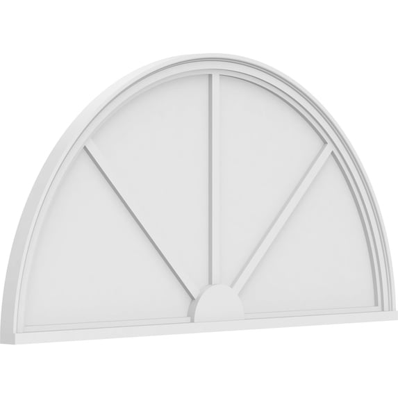 Ekena Millwork 54"W x 27"H x 2"P Half Round 3 Spoke Architectural Grade PVC Pediment