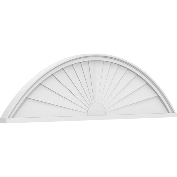 Ekena Millwork 56"W x 15"H x 2"P Segment Arch Sunburst Architectural Grade PVC Pediment