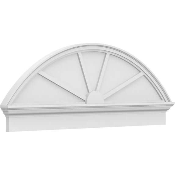 Ekena Millwork 56"W x 20-7/8"H x 2-3/4"P Segment Arch 4 Spoke Architectural Grade PVC Combination Pediment