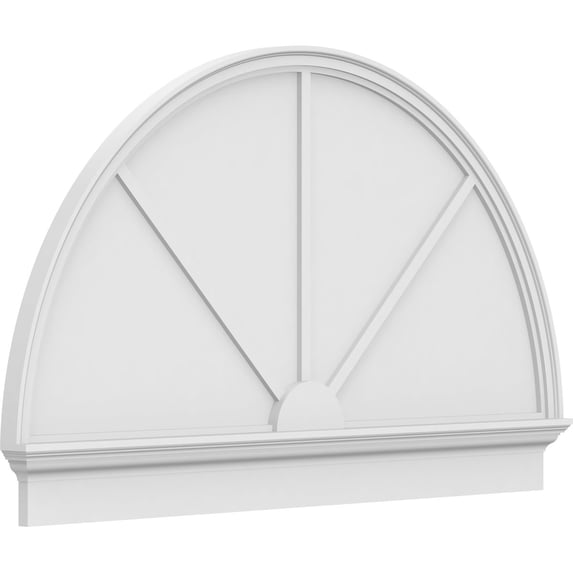 Ekena Millwork 58"W x 35-3/4"H x 2-3/4"P Half Round 3 Spoke Architectural Grade PVC Combination Pediment