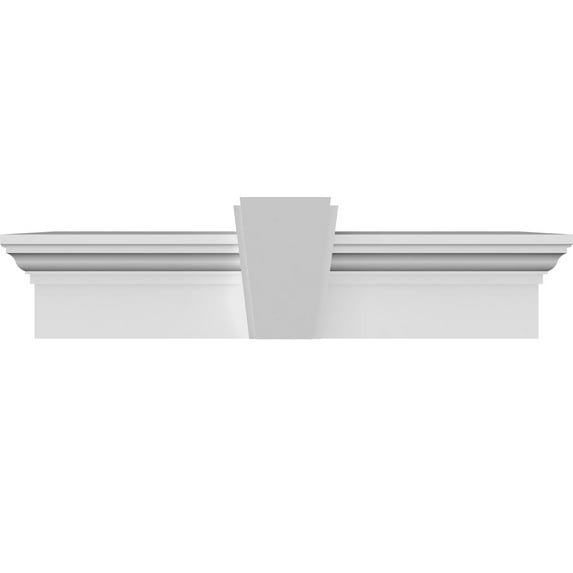 Ekena Millwork 59" Bottom Width x 62 1/2" Top Width x 6"H x 1"P Traditional Crosshead w/ Deco Keystone