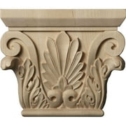 Ekena Millwork 6 1/2"W x 4 3/8"BW x 2 1/2"D x 5 1/2"H Small Chesterfield Capital (Fits Pilasters up to 3 7/8"W x 1"D), Alder
