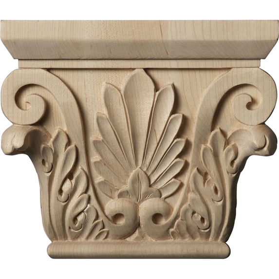 Ekena Millwork 6 1/2"W x 4 3/8"BW x 2 1/2"D x 5 1/2"H Small Chesterfield Capital (Fits Pilasters up to 3 7/8"W x 1"D), Maple (2-Pack)