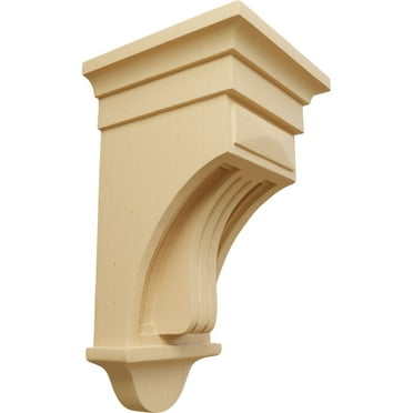 Ekena Millwork 6 1/2"W x 6 1/2"D x 12"H Raised Fluting Corbel, Alder