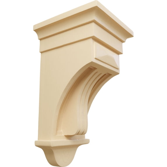 Ekena Millwork 6 1/2"W x 6 1/2"D x 12"H Raised Fluting Corbel, Maple