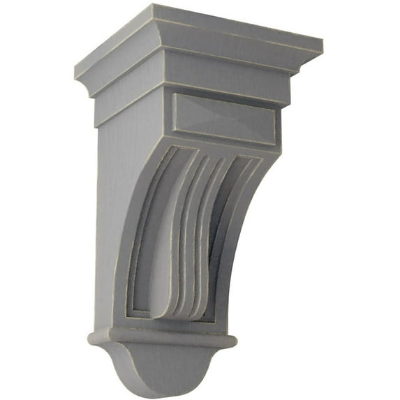 Ekena Millwork 6 1/2"W x 6 1/2"D x 12"H Raised Fluting Wood Vintage Decor Corbel, Pebble Grey