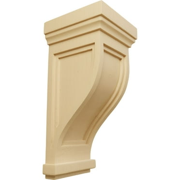 Ekena Millwork 6 1/2"W x 6 1/2"D x 14"H Traditional Recessed Corbel, Alder