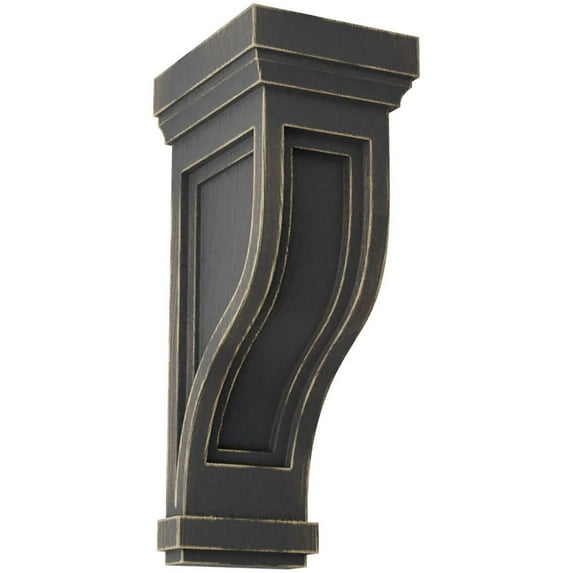 Ekena Millwork 6 1/2"W x 6 1/2"D x 14"H Traditional Recessed Wood Vintage Decor Corbel, Black