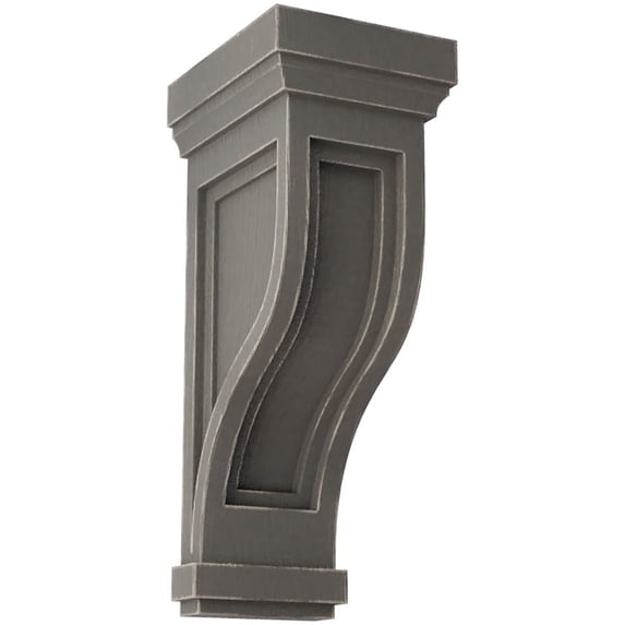 Ekena Millwork 6 1/2"W x 6 1/2"D x 14"H Traditional Recessed Wood Vintage Decor Corbel, Reclaimed Grey