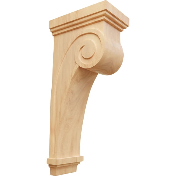 Ekena Millwork 6 1/4"W x 10"D x 22"H Scroll Corbel, Red Oak