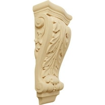 Ekena Millwork 6 1/4"W x 3 1/8"D x 13 1/2"H Medium Farmingdale Acanthus Pilaster Corbel, Alder