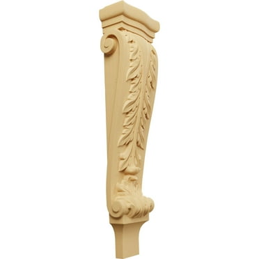 Ekena Millwork 6 1/4"W x 3"D x 22"H Large Acanthus Pilaster Corbel, Alder