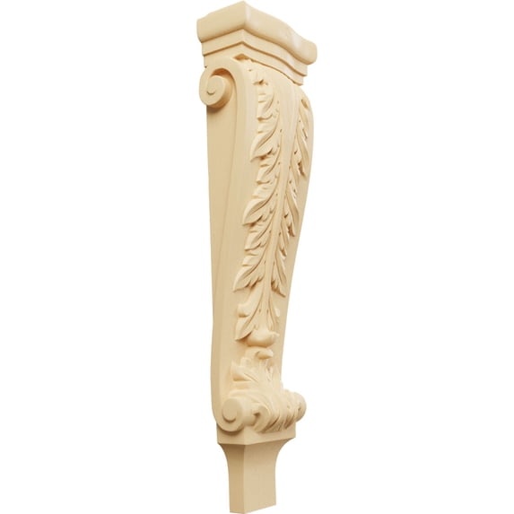 Ekena Millwork 6 1/4"W x 3"D x 22"H Large Acanthus Pilaster Corbel, Maple