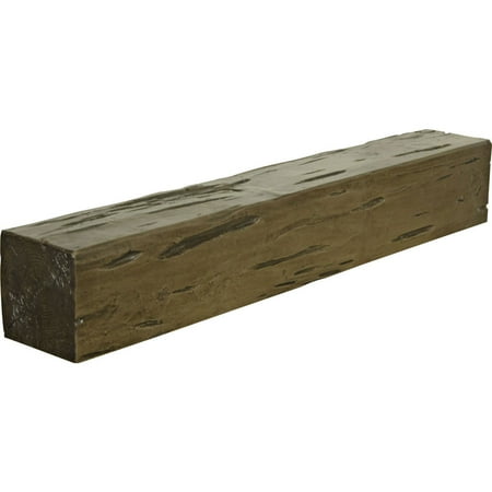 Ekena Millwork 6"H x 10"D x 48"W Pecky Cypress Faux Wood Fireplace Mantel, Premium Walnut