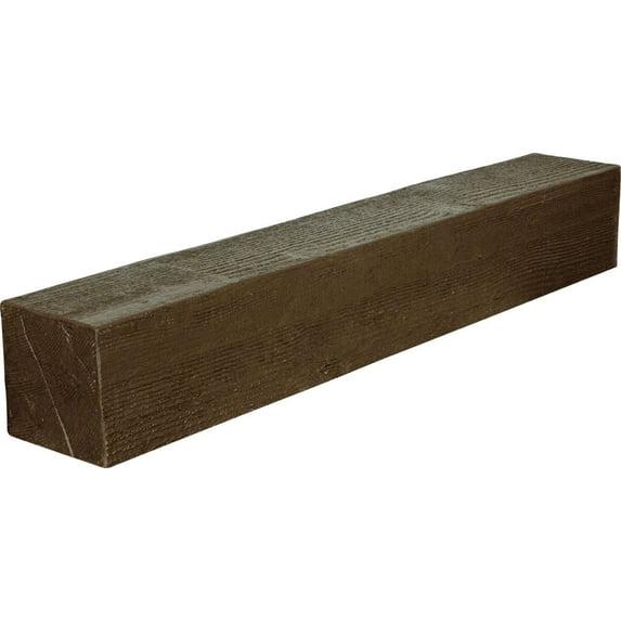 Ekena Millwork 6"H x 10"D x 48"W Rough Sawn Faux Wood Fireplace Mantel, Natural Mahogany