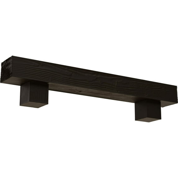 Ekena Millwork 6"H x 10"D x 60"W Sandblasted Faux Wood Fireplace Mantel Kit w/ Alamo Corbels, Natural Ash